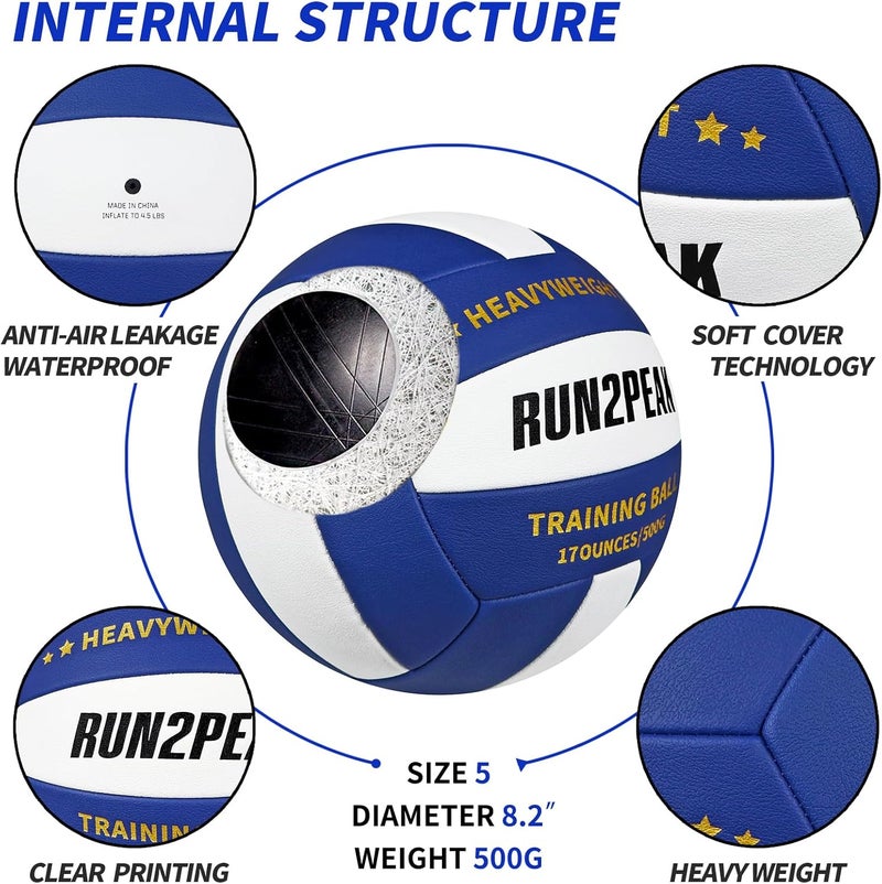 RUN2PEAK Setter Training Volleyball Official Size 5 Volleyballs Heavy Weight Ball PU Practice Volley Balls for Indoor Rebounder Equipment Setters Weighted Volleyball Setting Trainer - Image 5